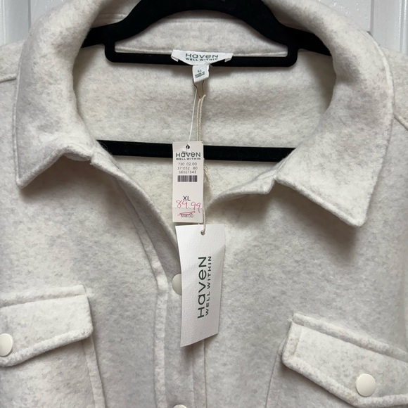 Haven Well Within Jackets & Blazers - NWT HAVEN Well Within White Wool Fleece Shirt Jacket Cabincore